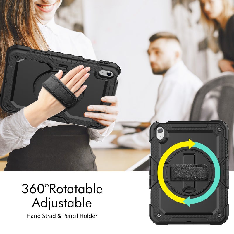 Suitable For Apple Ipad 10Th/11Th (A16) 10.9 Protective Case With Hand Strap And Rotating Stand Tablet Cover - Image 3